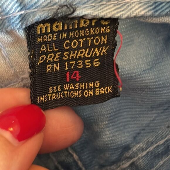 Vintage 70s Mambro Girls Blue Tie-Dye Bell Bottom Cuffed Jeans with Silver Studs - Picture 9 of 10